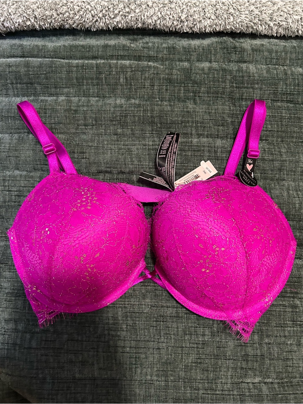 Victoria's Secret Fuchsia Lace Push-Up Bra